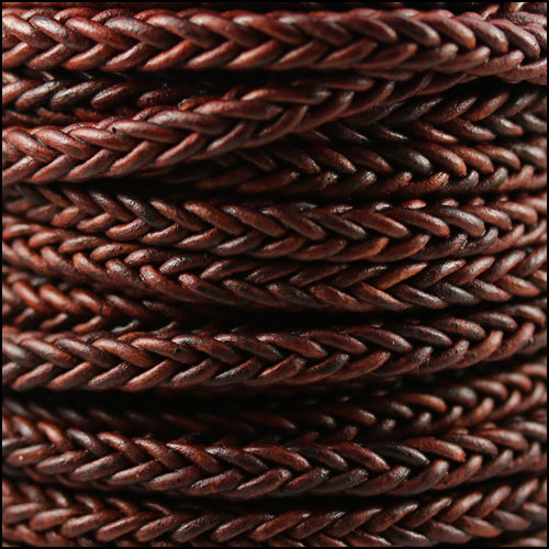 6mm Round Indian Braided Sqaure NAT RED BROWN - 10m Spool