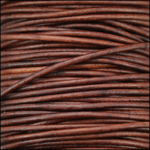 1mm round Indian leather - red brown natural dye - 25m SPOOL