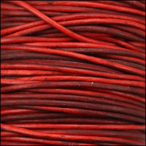 1mm round Indian leather - red natural dye - 25m SPOOL