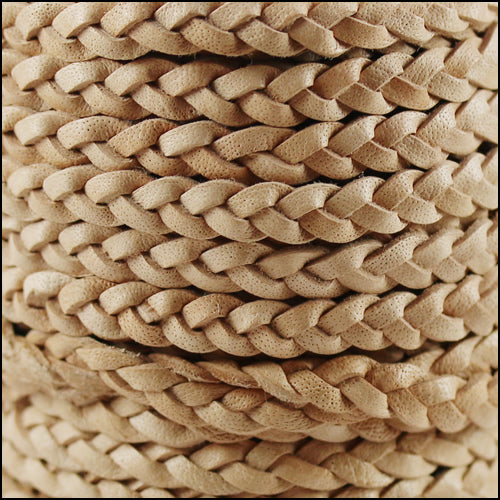 5mm Flat Indian Braided Leather CREAM - 10m SPOOL