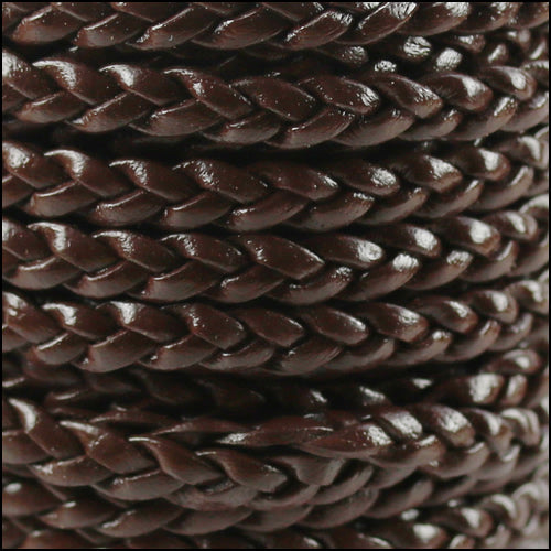 5mm Flat Indian Braided Leather DARK BROWN - 10m SPOOL
