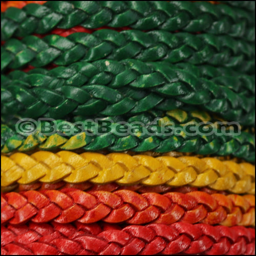 5mm Flat Indian Braided Leather MULTI COLOR - 10m SPOOL