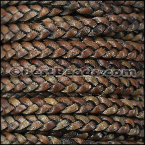 5mm Flat Indian Braided Leather CEDAR BROWN - 10m SPOOL