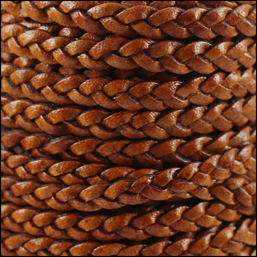 5mm Flat Indian Braided Leather NAT LT BROWN - 10m SPOOL