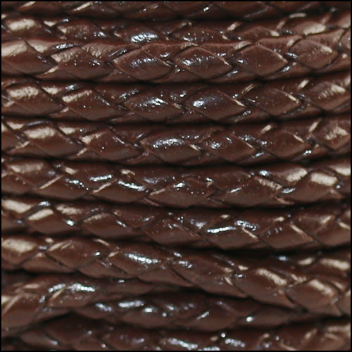 4mm Round Indian Braided Leather DARK BROWN - 10m SPOOL