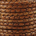 3mm Round Indian Braided Leather NAT LT BROWN - 10m SPOOL