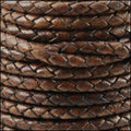 5mm Round Indian Braided Leather NAT DARK BROWN - 10m SPOOL