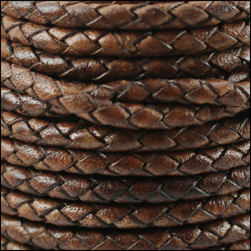 4mm Round Indian Braided Leather NAT DARK BROWN - 10m SPOOL