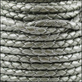 5mm Round Indian Braided Leather MET SILVER - 10m SPOOL