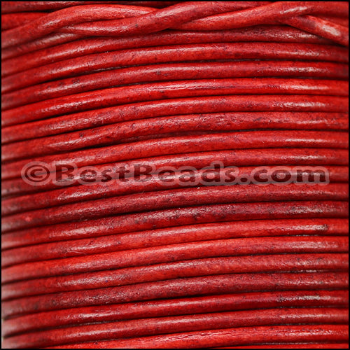 2mm round Indian leather - NATURAL WINE RED - 25m SPOOL
