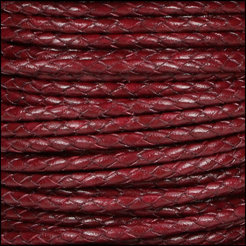3mm Round Mediterranean BRAIDED Leather PLUM - METER