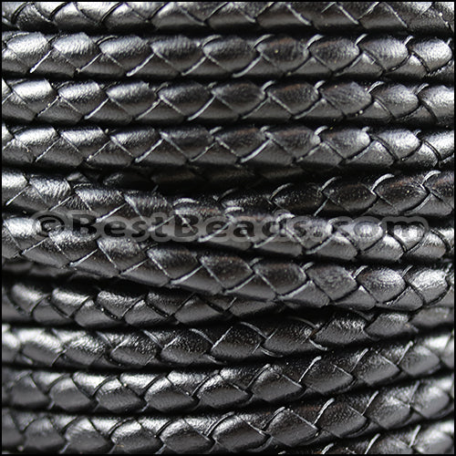 5mm Round Mediterranean BRAIDED Leather BLACK - METER