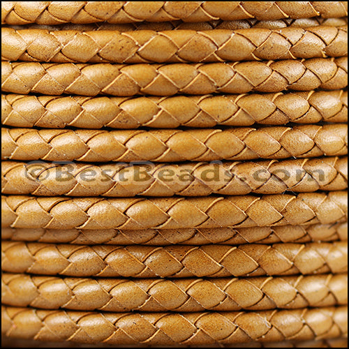 5mm Round Mediterranean BRAIDED Leather TOBACCO - METER