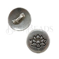 SMALL LOTUS button ANT SILVER - 5 pcs