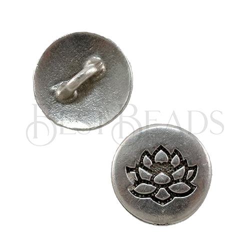 SMALL LOTUS button ANT SILVER - 5 pcs