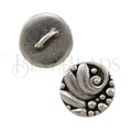 CZECH ROUND button ANT SILVER - 5 pcs