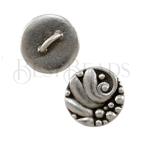 CZECH ROUND button ANT SILVER - 5 pcs