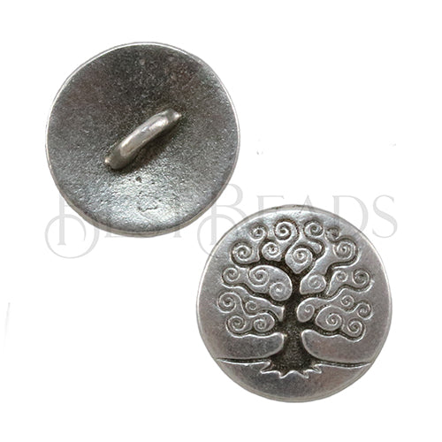 TREE OF LIFE button ANT SILVER - 5 pcs