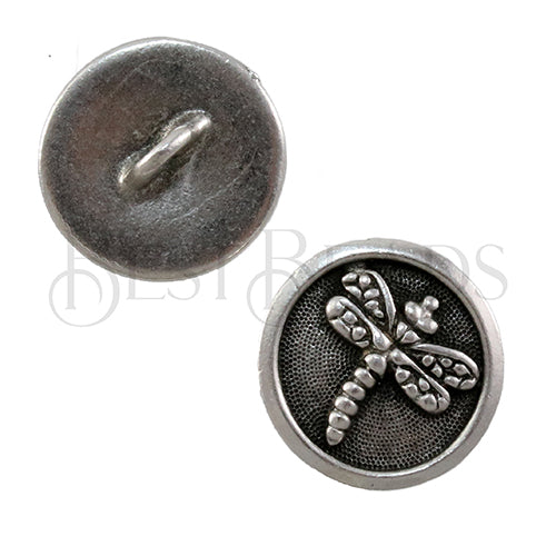 DRAGONFLY button ANT SILVER - 5 pcs