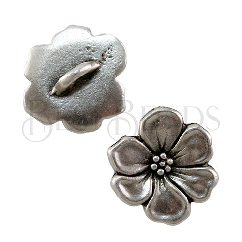 APPLE BLOSSOM button ANT SILVER - 5 pcs