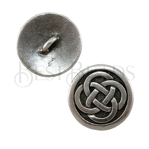 CELTIC KNOT button ANT SILVER - 5 pcs