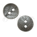 ROUND LEAF button ANT SILVER - 5 pcs