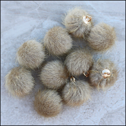 Fur Pompom BEIGE - 10 pcs