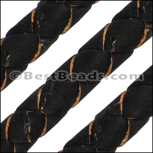 6mm round BRAIDED CORK BLACK - meter