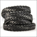 15 x 3.5mm Braided Leather Strip STYLE 1 7x3 - BLACK