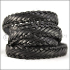 15 x 3.5mm Braided Leather Strip STYLE 1 7x3 - BLACK