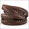 15 x 3.5mm Braided Leather Strip STYLE 1 7x3 - CHOCOLATE BROWN