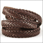 15 x 3.5mm Braided Leather Strip STYLE 1 7x3 - CHOCOLATE BROWN