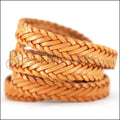 15 x 3.5mm Braided Leather Strip STYLE 1 7x3 - TOBACCO