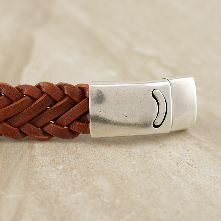 15 x 3.5mm Braided Leather Strip STYLE 1 7x3 - TOBACCO