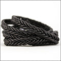 10 x 4.5mm Braided Leather Strip STYLE 2 7x2 - BLACK