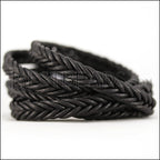 10 x 4.5mm Braided Leather Strip STYLE 2 7x2 - BLACK
