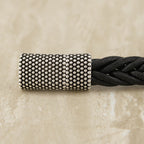 10 x 4.5mm Braided Leather Strip STYLE 2 7x2 - BLACK