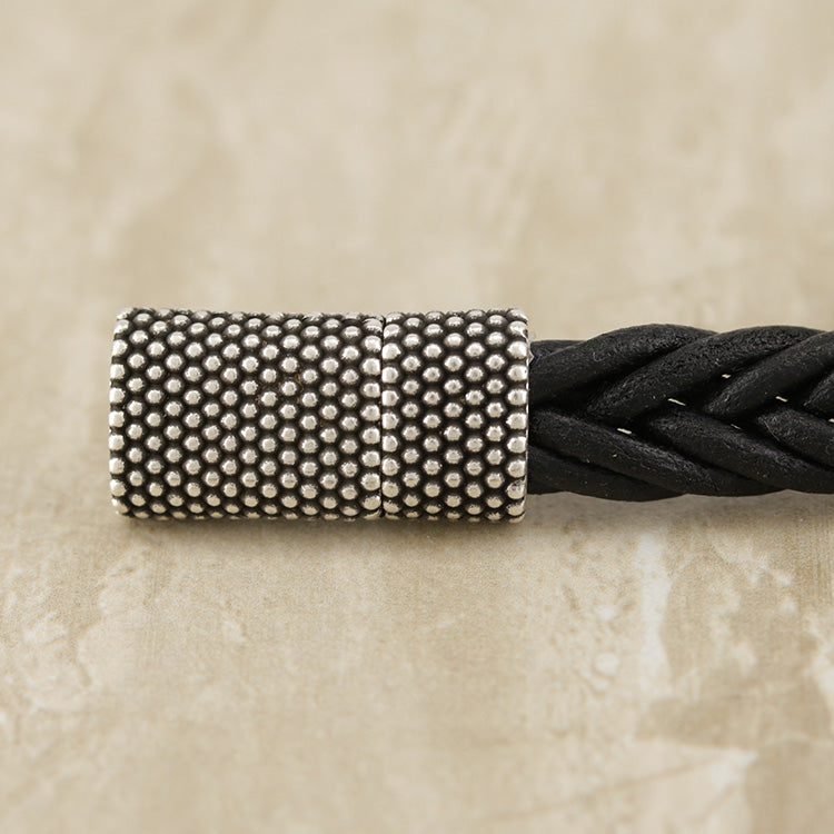 10 x 4.5mm Braided Leather Strip STYLE 2 7x2 - CHOCOLATE BROWN
