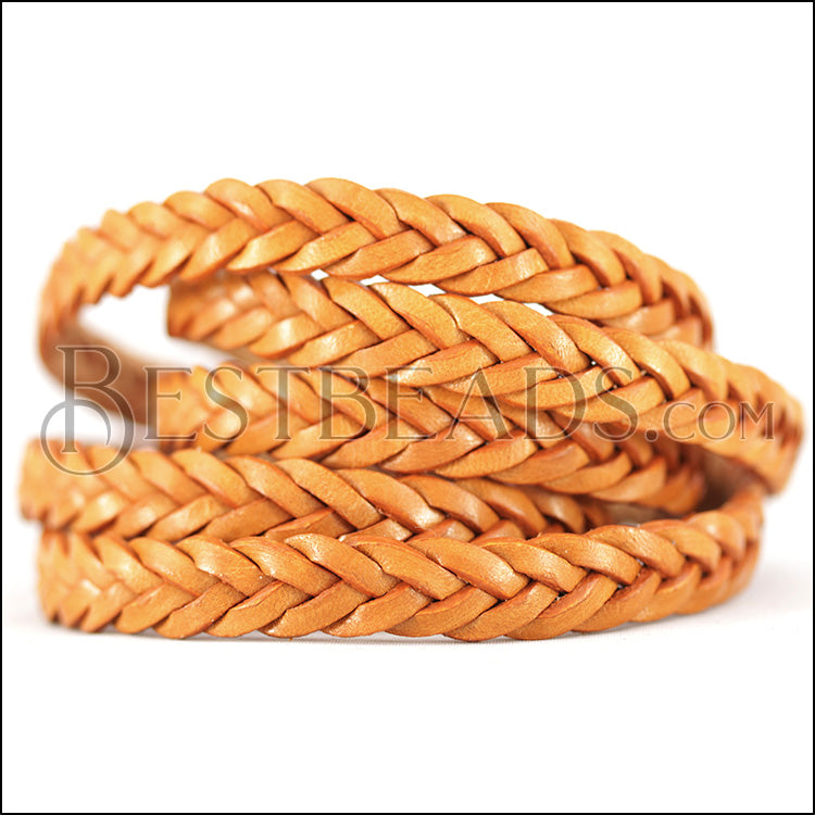 11 x 3.5mm Braided Leather Strip STYLE 3 5x3 - TOBACCO
