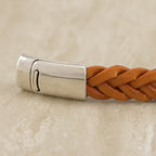 11 x 3.5mm Braided Leather Strip STYLE 3 5x3 - TOBACCO