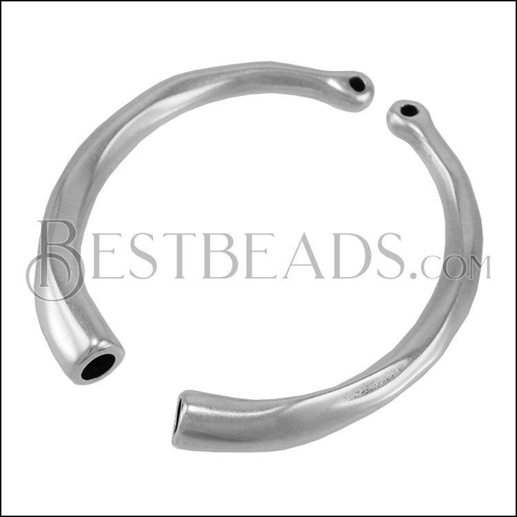 3.9mm round Leather Organic Bar ANT SILVER - 10 pcs