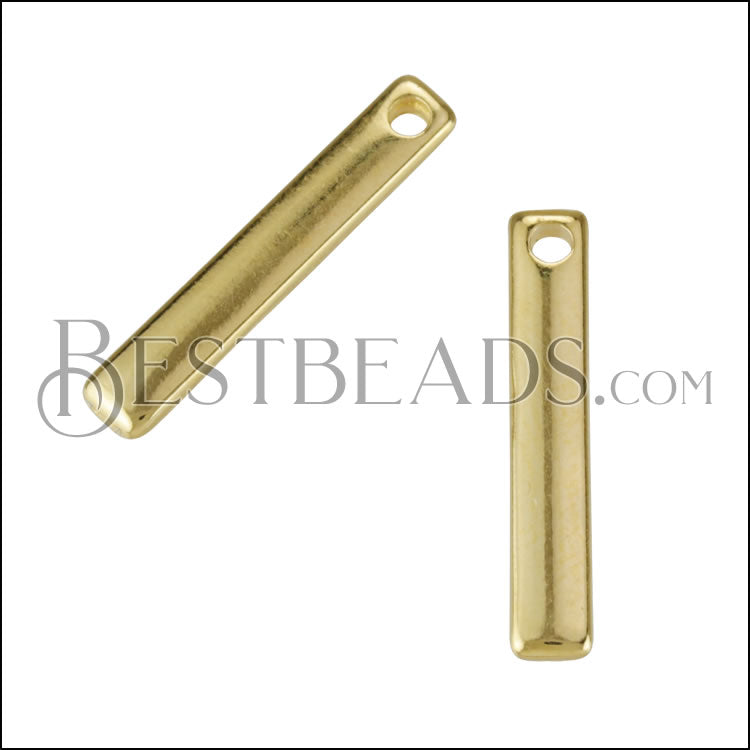 19mm Bar Charm SHINY GOLD - 10 pcs