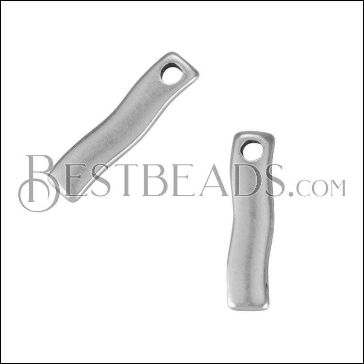 15mm Wavy Bar Charm ANT SILVER - 10 pcs