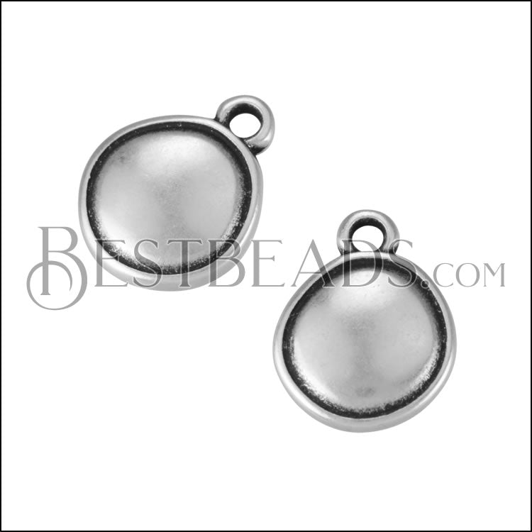Puffed Disc Charm ANT SILVER - 10 pcs