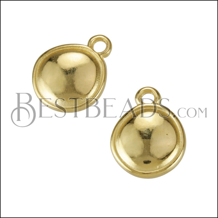 Puffed Disc Charm SHINY GOLD - 10 pcs