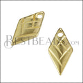 Etched Diamond Tag Charm SHINY GOLD - 10 pcs