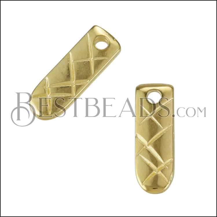 Etched Bar Tag Charm SHINY GOLD - 10 pcs