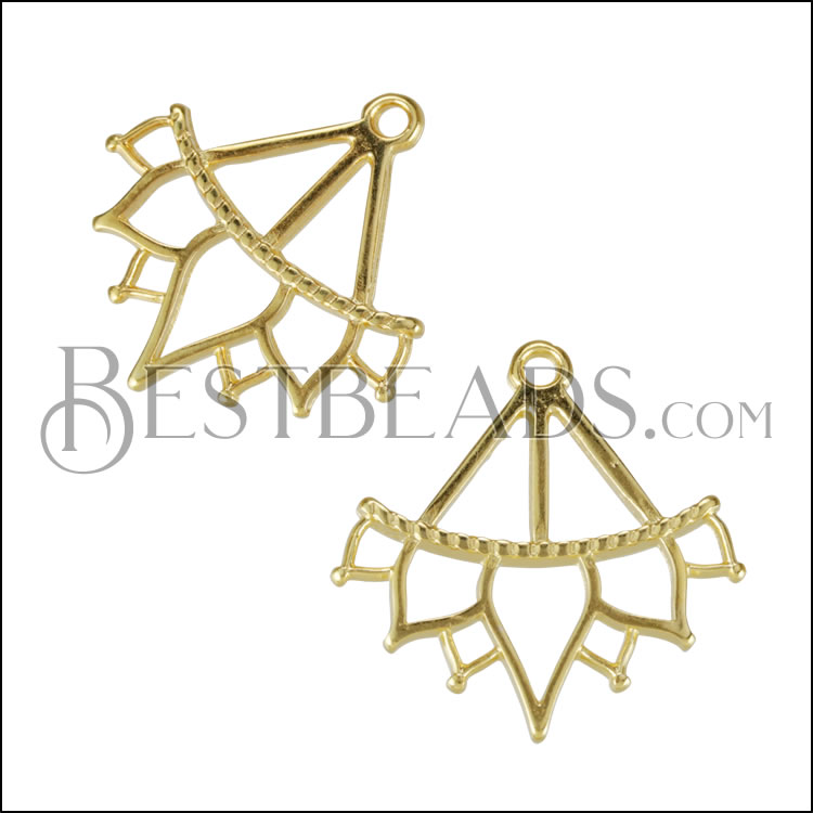 Lotus Wire Charm SHINY GOLD - 10 pcs