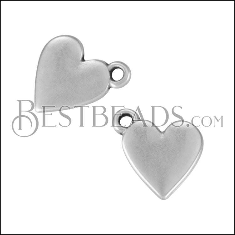 Flat Heart Charm ANT SILVER - 10 pcs