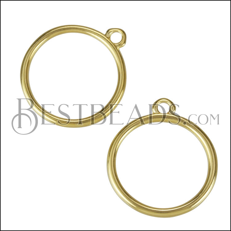 17mm Ring Charm SHINY GOLD - 10 pcs